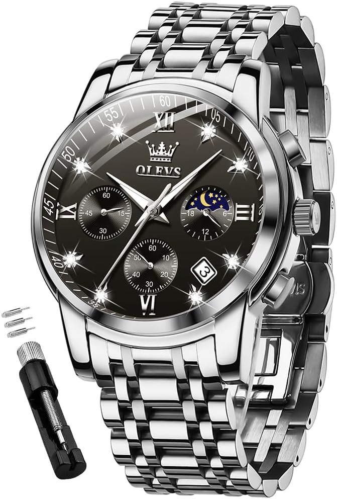 OUPINKE Watch for Men, Fashion Dress Mens Watches, Stainless Steel Waterproof Analog Quartz Wristwatch, Elegant Gifts for Him - Dad & Boyfriend