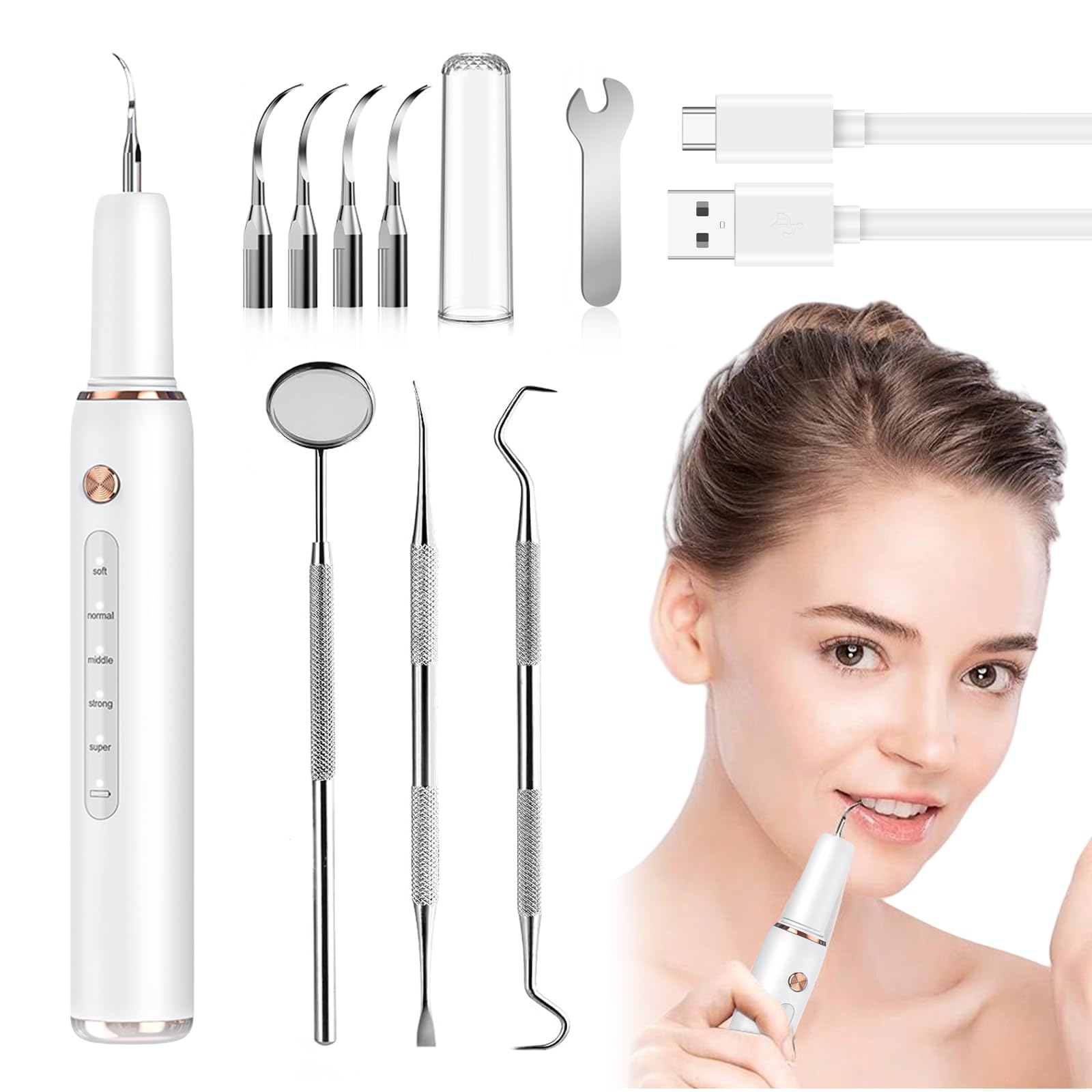 Removedor de sarro ultrasónico, juego de limpieza de dientes ultrasónico para perros, limpiador dental para mascotas, 5 modos ajustables, herramientas de limpieza de dientes para perros y