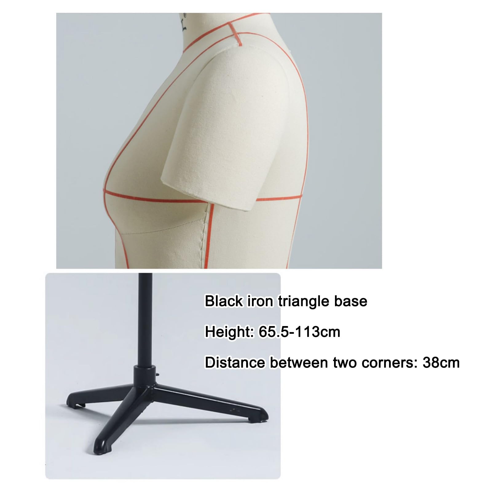 Manichini da sarta da Donna con Base Treppiede, Regolabile in Altezza, Rotazione di 360°, Stabile, Manichino da Sarto da Donna per Esposizione di Vestiti/Taglio/Pratica di Drappeggio(Large)