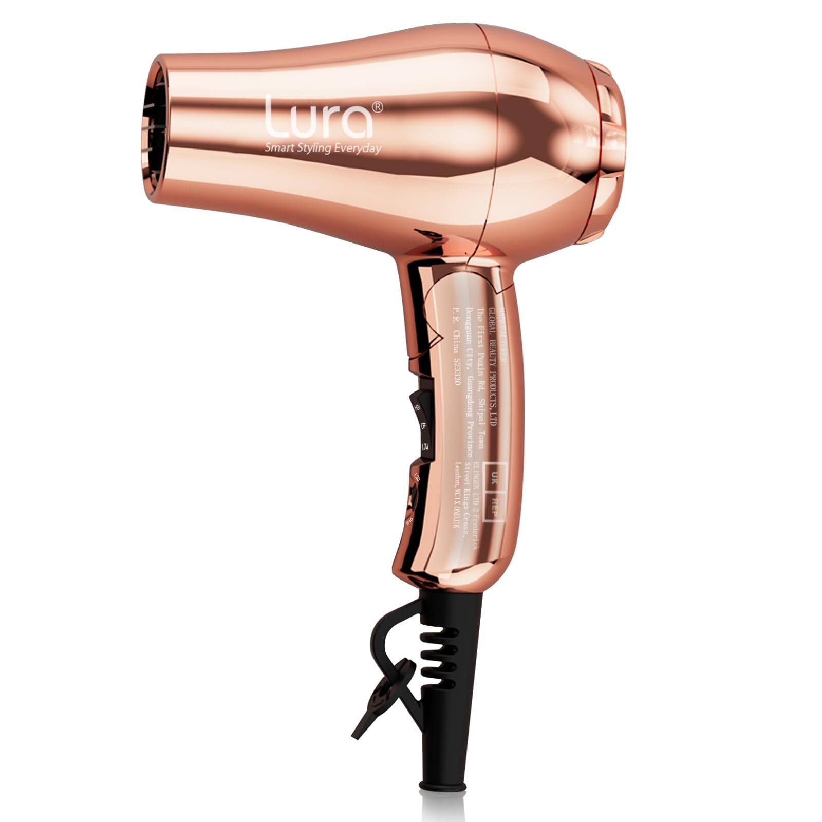 LURA Mini Portable Travel Hair Dryer:Dual Voltage Small Lightweight Blow Dryer with EU Plug,1200W Compact Hairdryer with Folding Handle,with Concentrator&Diffuser Attachment,for Women and Men