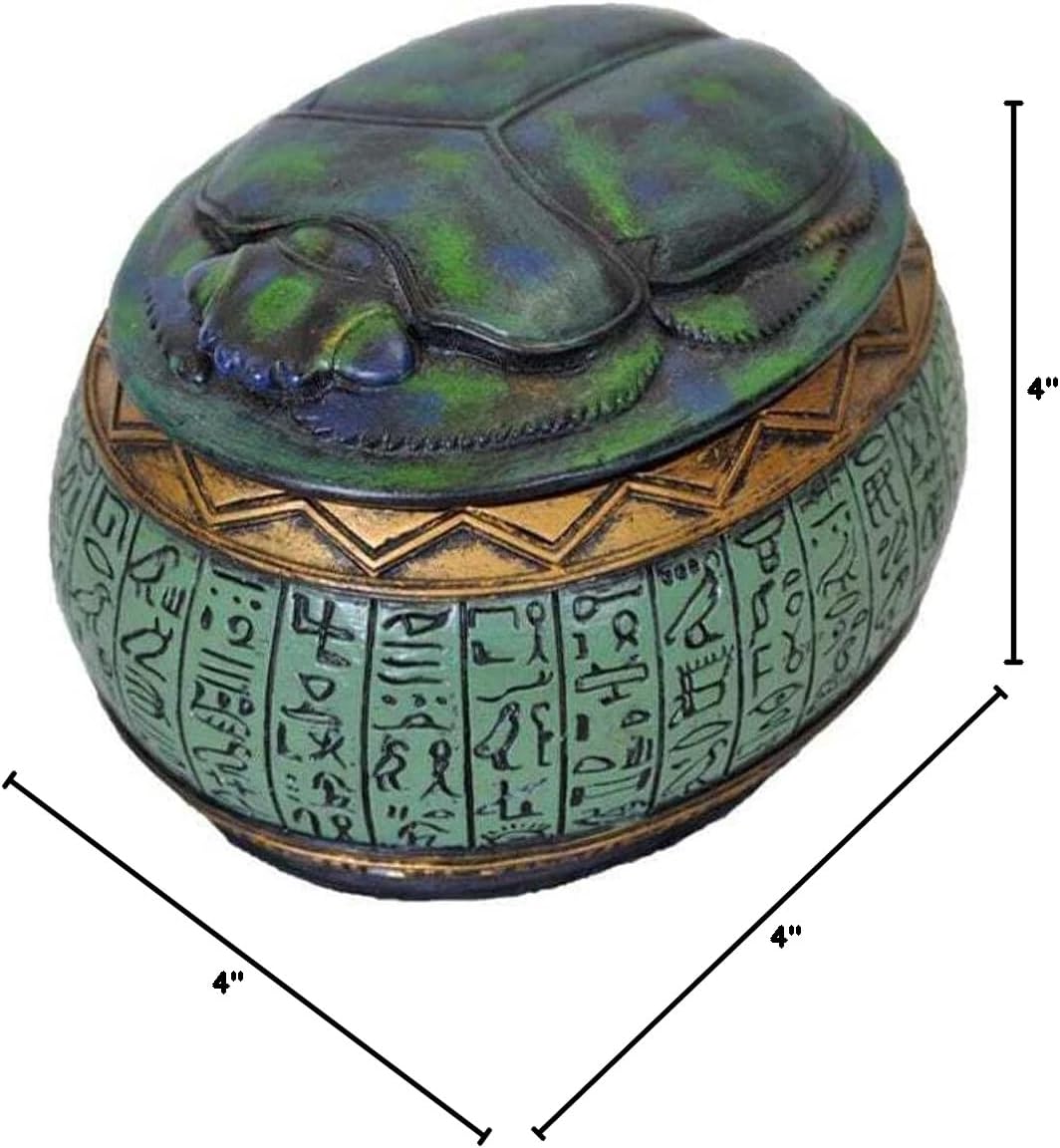 Top Collection 4" Hand Painted Resin Egyptian Scarab Jewelry Box
