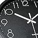 Plumeet 10'' Wall Clock, Bedroom Wall Clocks Battery Operated, Silent Quartz Small Clock Decorate Kitchen Living Room, 3D Numbers Display Easy to Read, Black