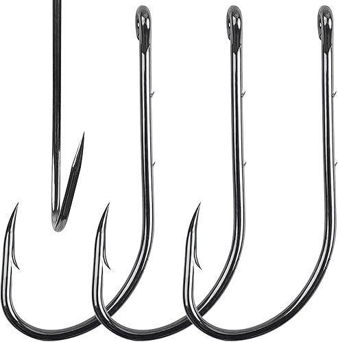 Cebo anzuelos de pesca, 110 anzuelos de pesca de caña larga, anzuelos de pico de púas con 2 púas de acero al carbono negro, anzuelos de pesca