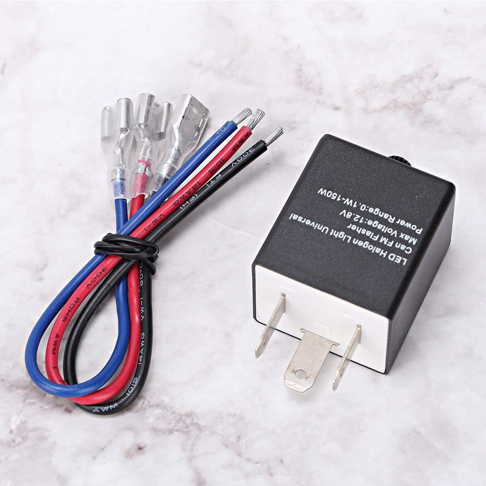 Cryfokt Adjustable LED Turn Signal Flasher Relay for Motorcycle Waterproof Switching Speed Universal Fit for Most 12V Vehicles Auto Flasher Relay