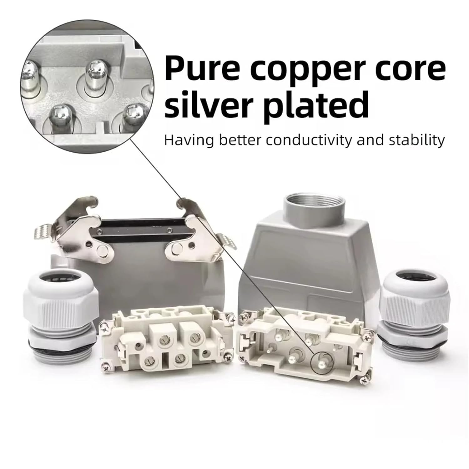 Heavy Duty Connector 4Pin 6Pin 12Pin 14Pin Multicore Wire Connector IP65 Waterproof and Socket Top Side Out(Elevated top Out,6p)