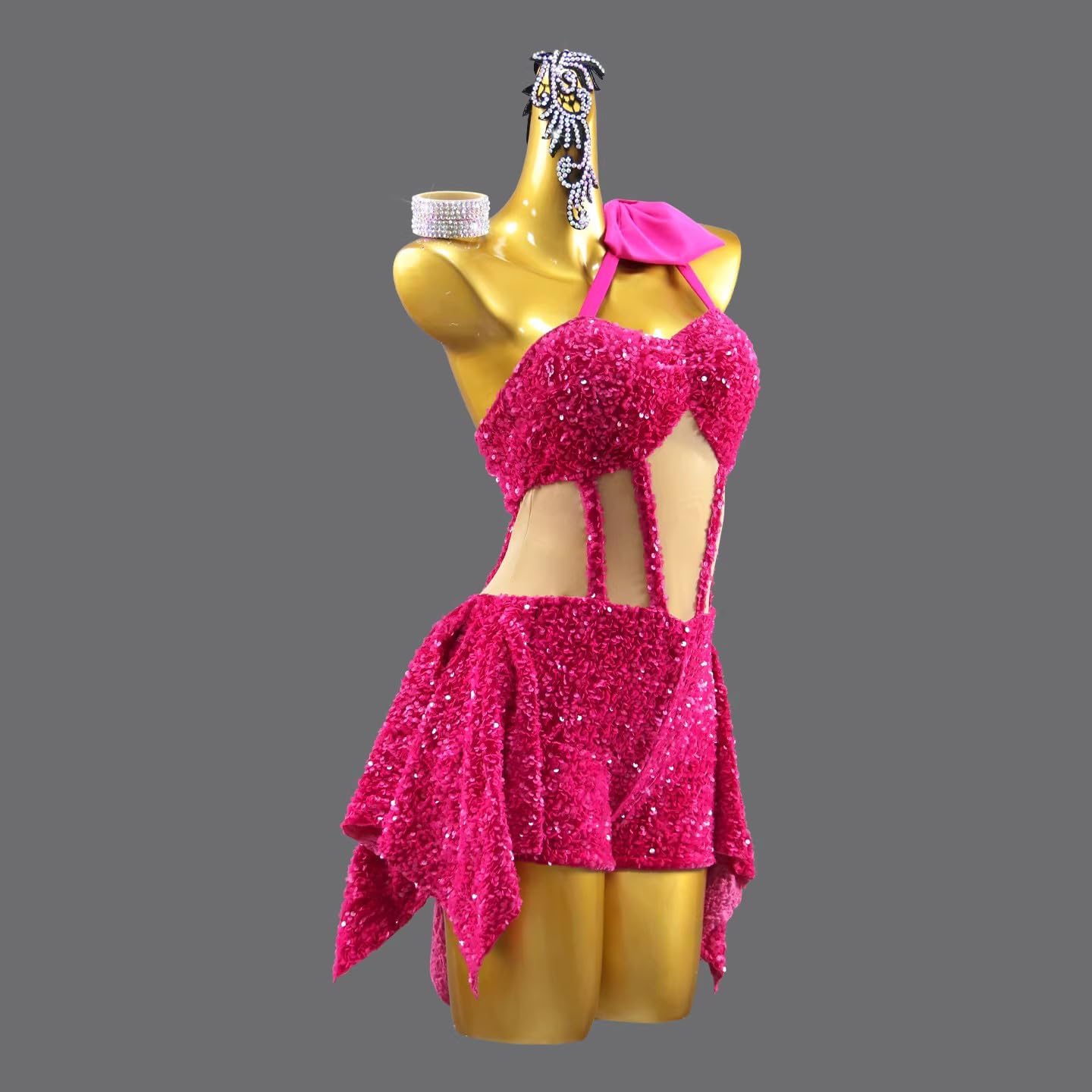 Backless Latin Dancewear Tango Cha Cha Dance Dresses Women's Salsa Competition Clothing Performance Suit for Rumba