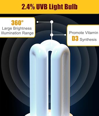 KINGYEENUO 2 Pack E26 UVA UVB Light Bulb for Birds 2.4 UVB 20W Compact Flourescent Lamp for All Kinds Captive Birds, Natural Sunlight Simulation Bird Parrot Light Bulb