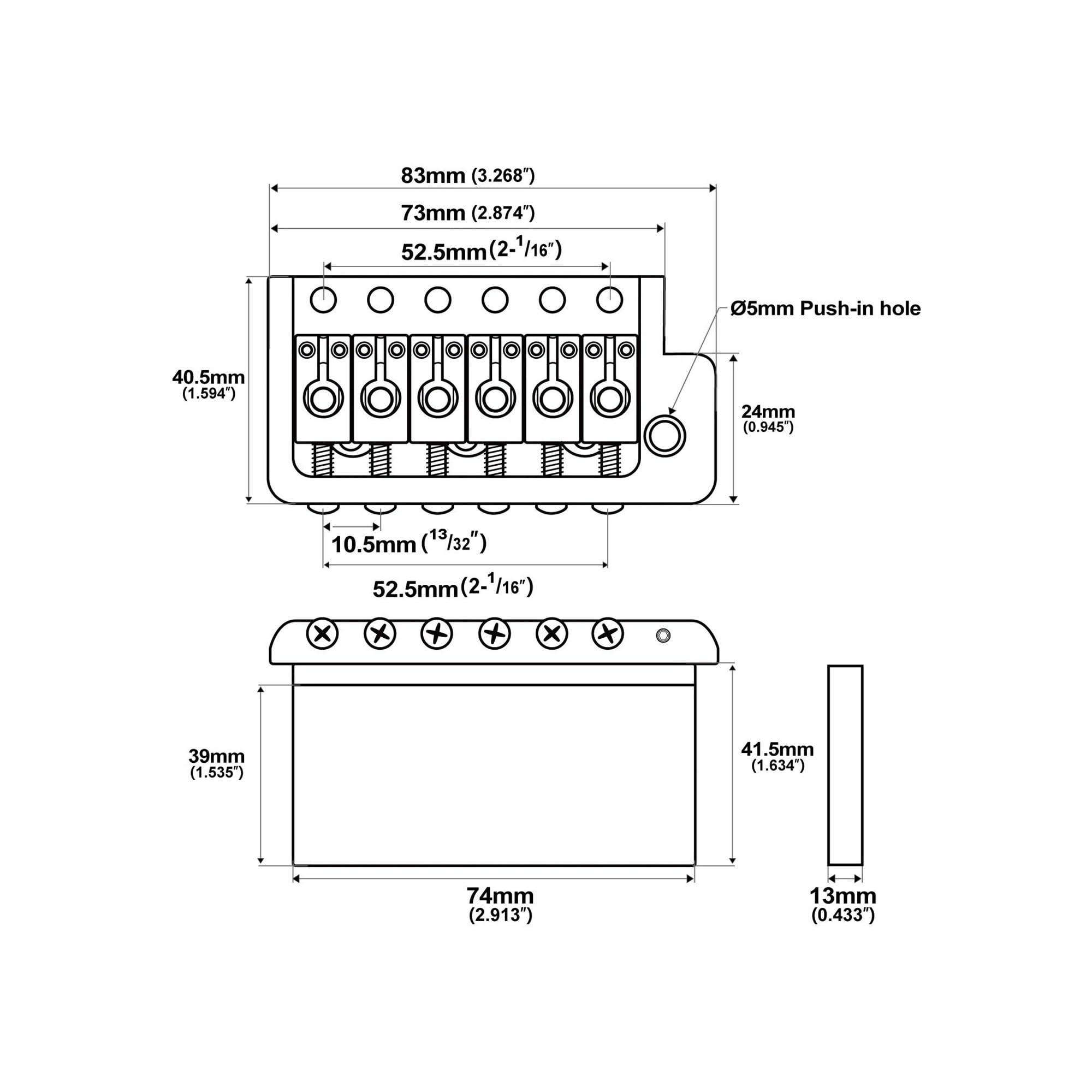Puente Trémolo De Latón Macizo De 52.5 Mm Adecuado Para Guitarras Eléctricas Principiantes | Puente de guitarra(Chrome)