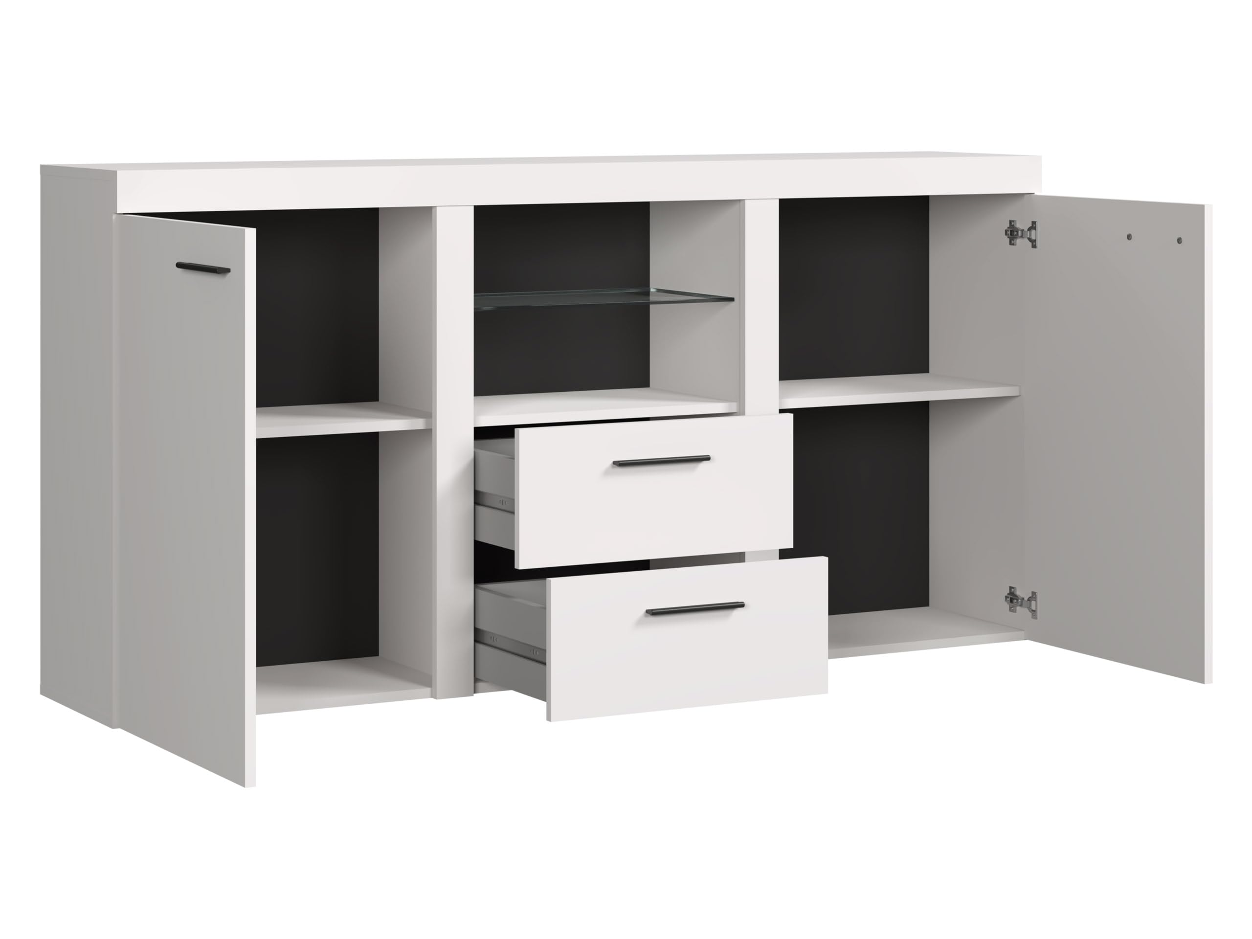 Mirjan24 Kommode Rango mit Glasboden, Highboard Sideboard, Anrichte, Naturtöne, Mehrzweckschrank, Wohnzimmerschrank, Anrichte, Schrank (ohne Beleuchtung, Sonoma Eiche)