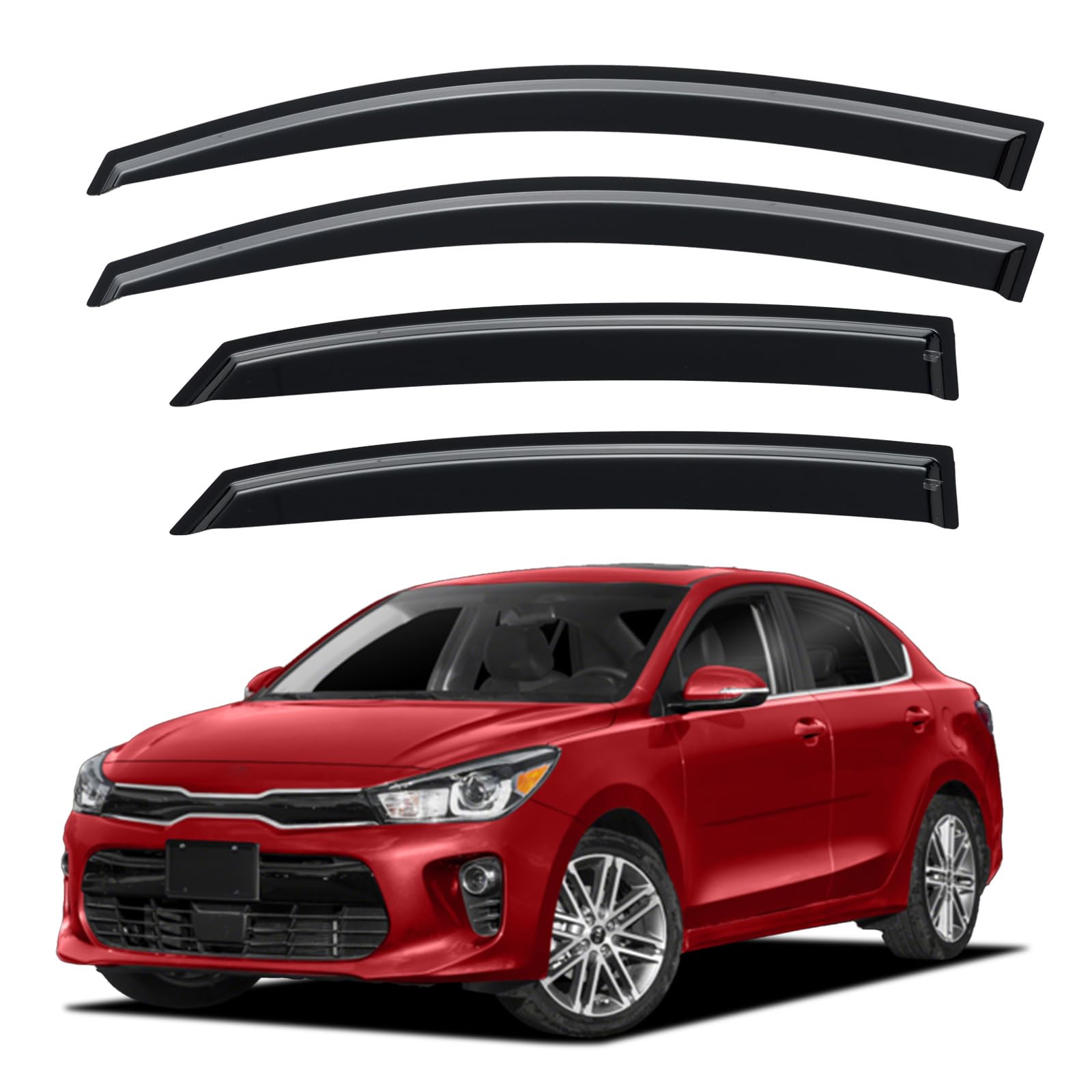 Window Visors Rain Guards for 2018-2023 Kia Rio Sedan | Out-Channel Window Vent Wind Deflectors Visors Shades Protectors for 18 19 20 21 22 23 Kia Rio Sedan