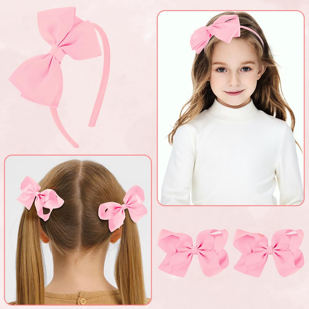 LOPHE Accesorios Pelo Niña, 77 Unidades Lazos Pelo Bebe, Horquilla de Lazo Set con Gomas Elástica, Clips, Pinzas de Estrella, Coleteros, Varios Estilos, Prendedores Pelo Niñas (Rosa)