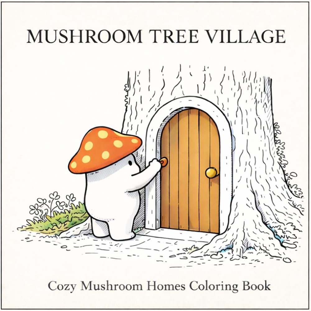 Mushroom Tree Village: Cozy Mushroom Homes Coloring Book 8.5.*8.5ʼ