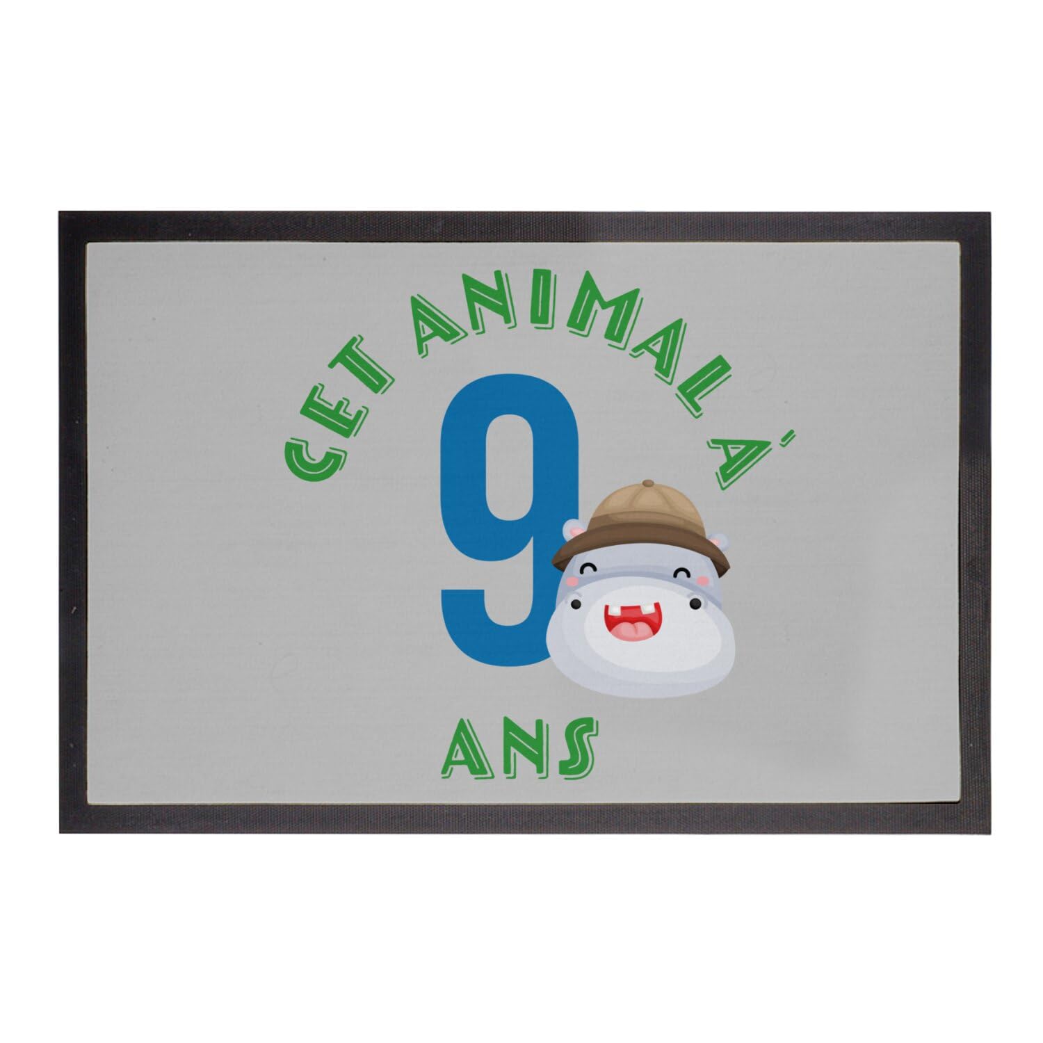 Paillasson gris safari 75x50cm : le cadeau d'anniversaire pour enfant de 9 ans