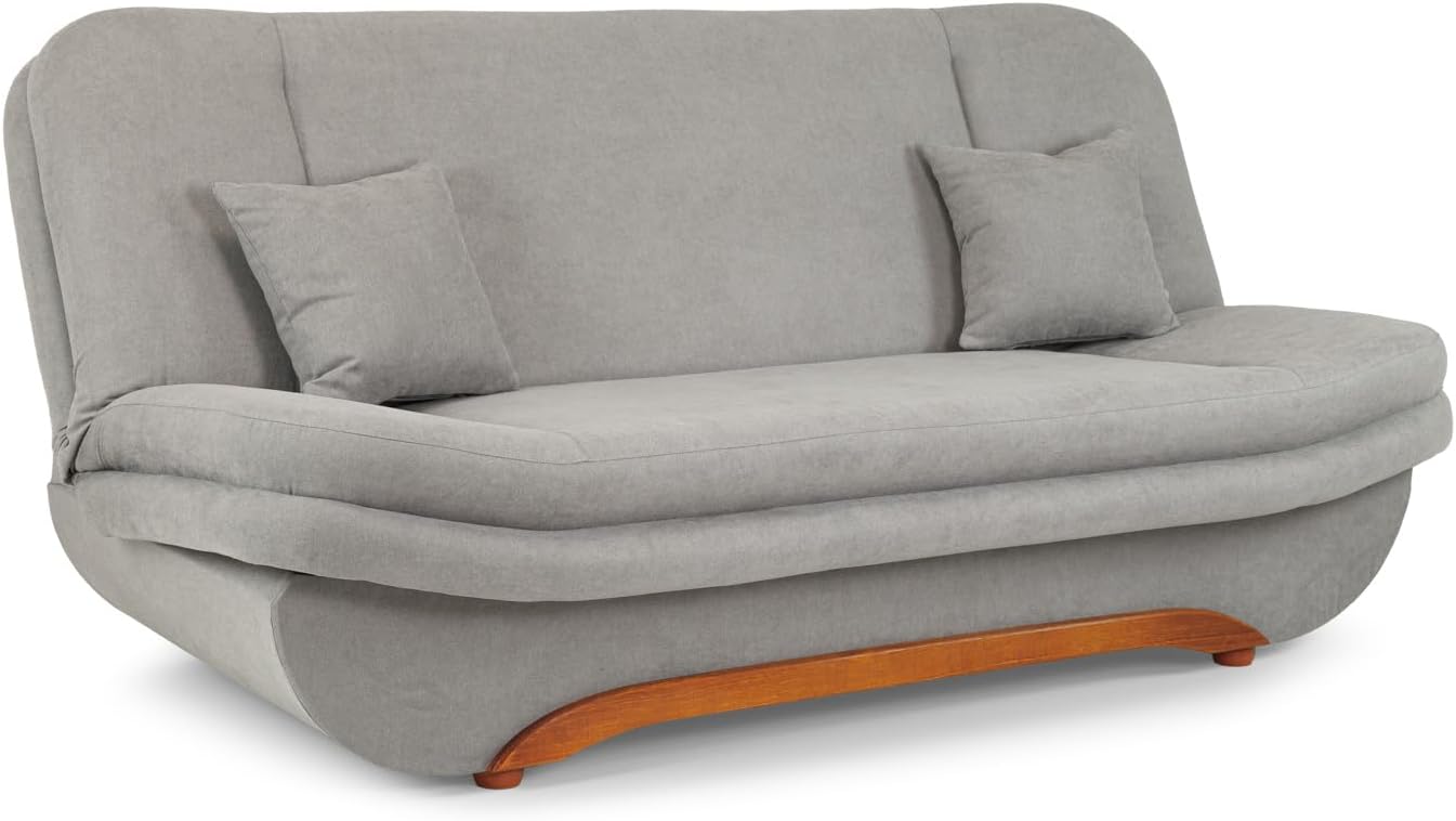 Honeypot Sofabed - Weronika 3 Seater Sofa Bed with Storage - Grey Fabric Couch with Pull Out Sofa Bed | Setup Included | Made in EU | Built to Last