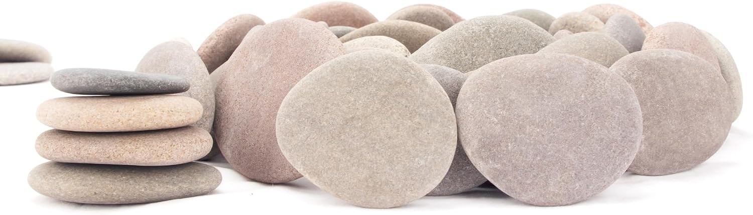 [About 98 PCS - 107 PCS](18.43 Pounds) Flat Rocks,Painting Rocks,River Rocks,2.07"-3.77" Craft Rocks,DIY Stones,Rock Painting,Rocks for Arts