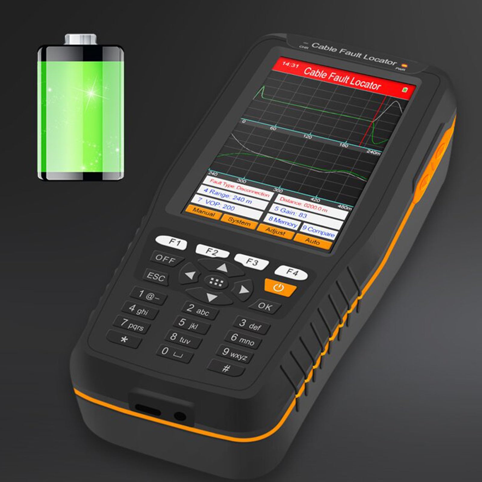 Tester Digitale per Guasti Ai Cavi 8KM Telemetro Intelligente TDR, Riconoscimento della Forma D'onda Digitale, per L'analisi dei Guasti Ai Cavi (Spina UE 100‑240 V)