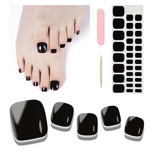 Wekcekcek Semi Cured Gel Toenail Strips, 32 Black Gel Toenail