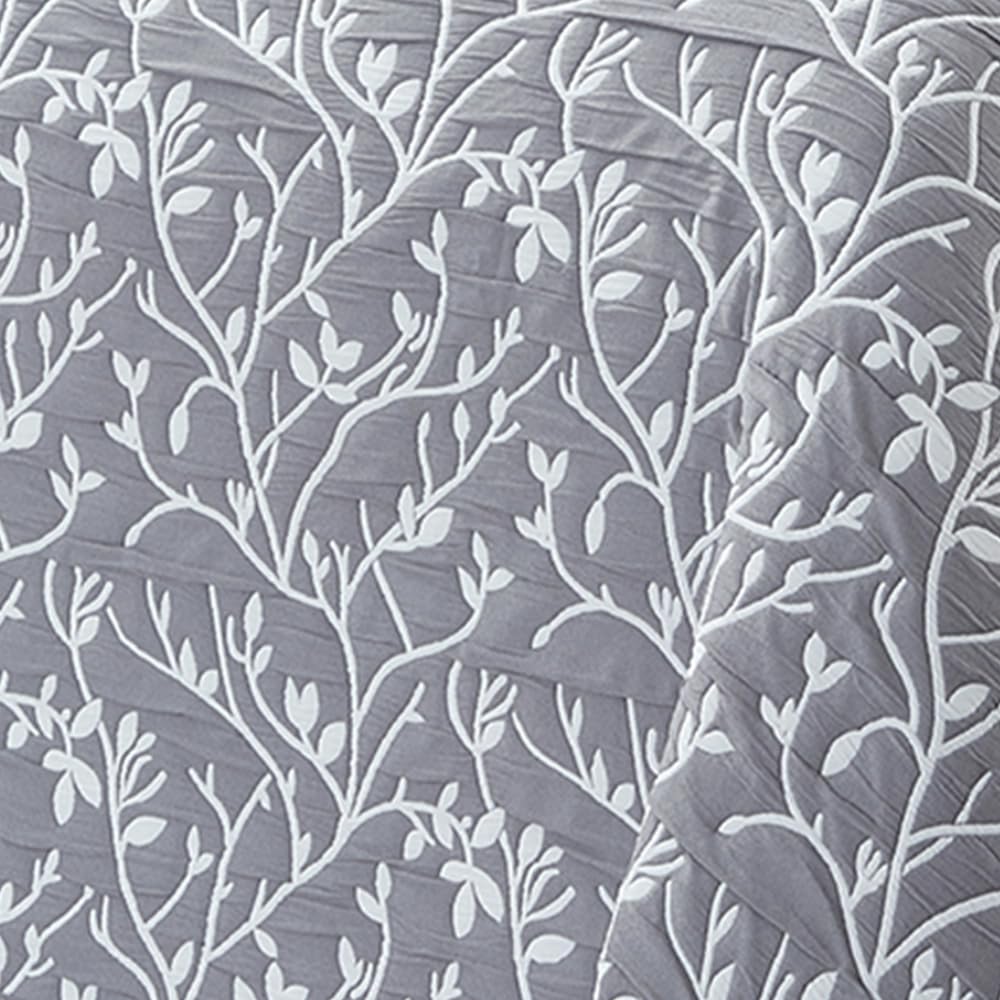 COTTON ARTean Colcha bouti Cama 200 Primavera - Verano - otoño Flory Gris - Reversible poliéster - Jacquard Extra Suave