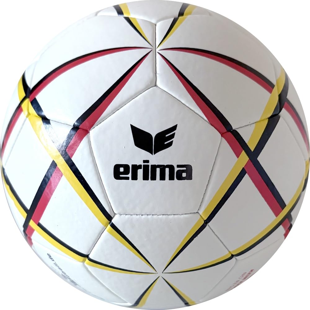 Erima Magic White Handball – harzfreier Premium-Handball mit super Grip, ideal für Kinder, Jugend und Erwachsene Weiß/Schwarz/Rot/Gelb, Größe 1