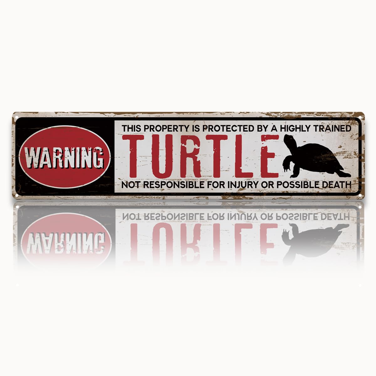 peiyeety Vintage Metal Tin Sign Turtle Warning Retro Street Sign, Rustic Wall Decor for Home, Wildlife, Man Cave, Garage, Kitchen, Office, Farmhouse, Patio, Garden, Porch, 4 * 16 inch