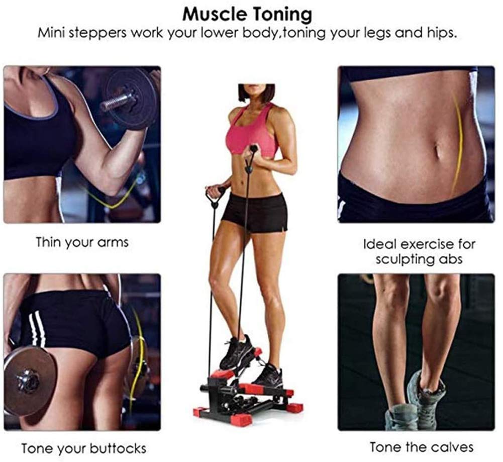 Stepper Machine with Resistance Bands and LCD Display, 2 in 1 Aerobic Stepper for Indoor Home Gym Workout