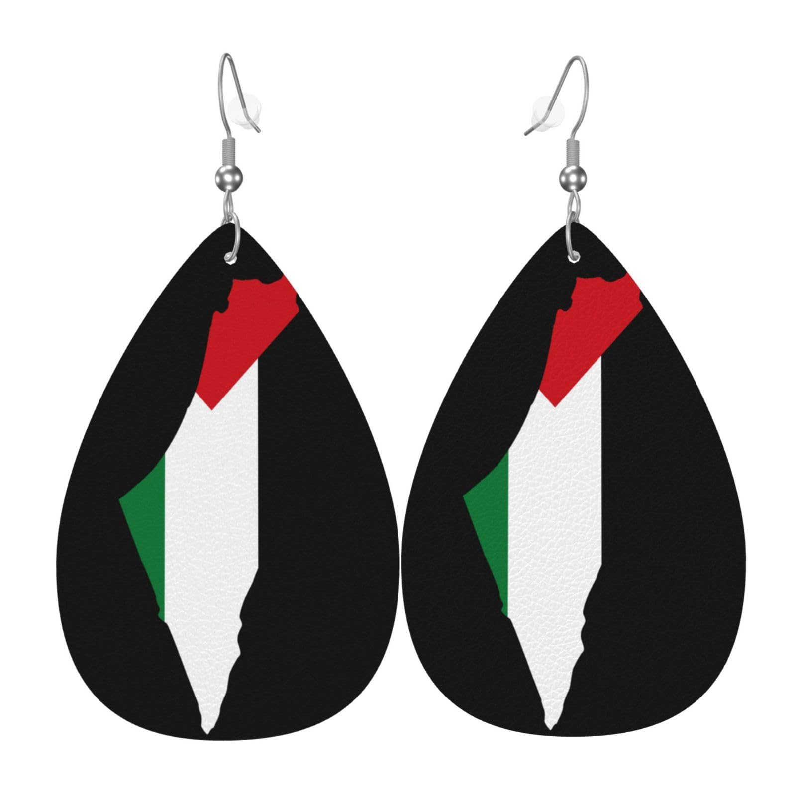 Flag Map Of Palestine Women'S Earrings Lightweight Dangle Drop Earrings Leather Teardrop Earrings