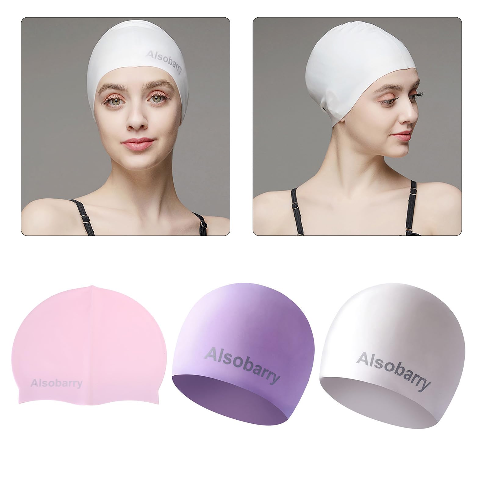Gorros de natación de silicona de pelo largo, gorro de natación elástico unisex