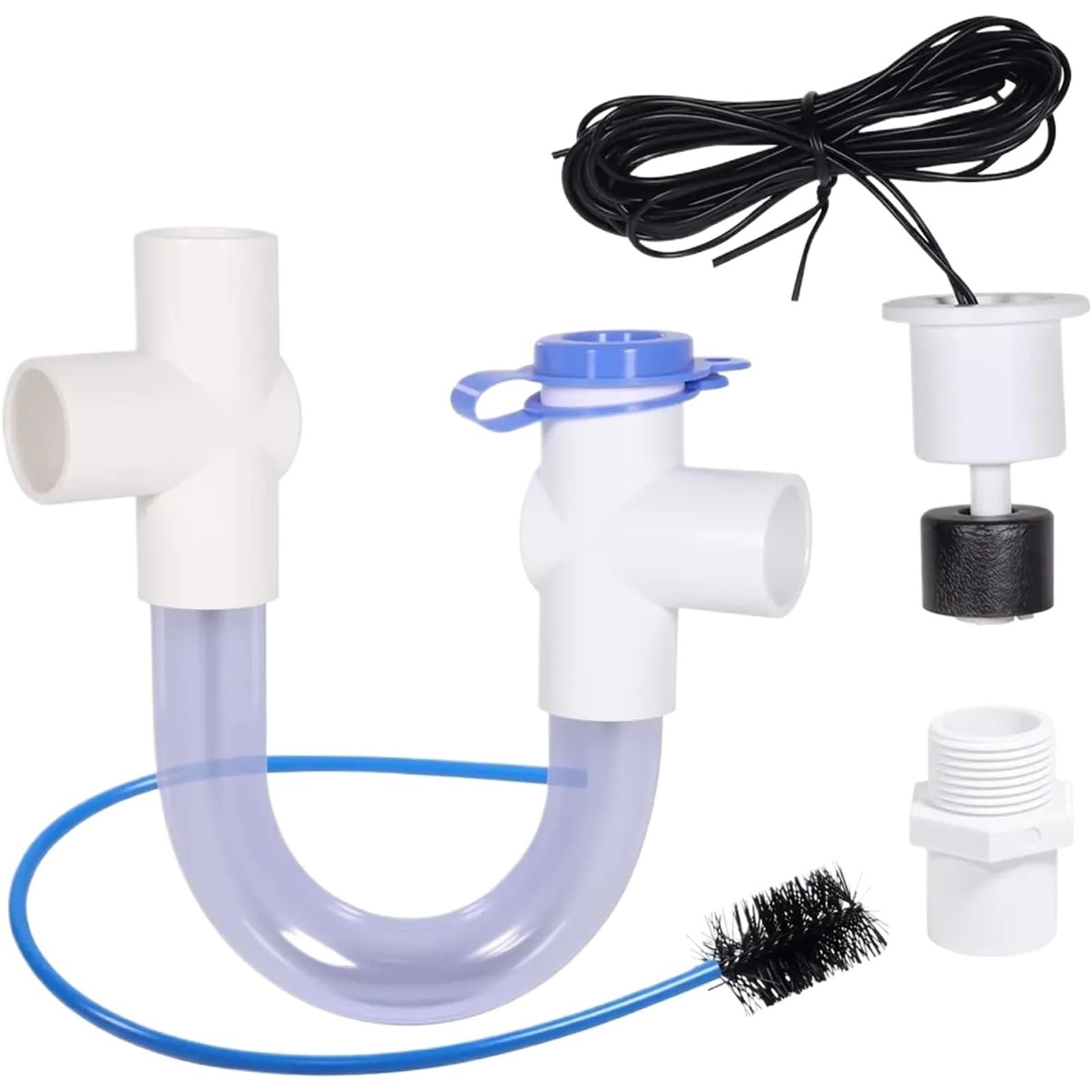 Sifón U Transparente Trampa de condensado con interruptor desbordamiento | 3 Trampa en U de PVC estándar de 4 pulgadas HVAC AC