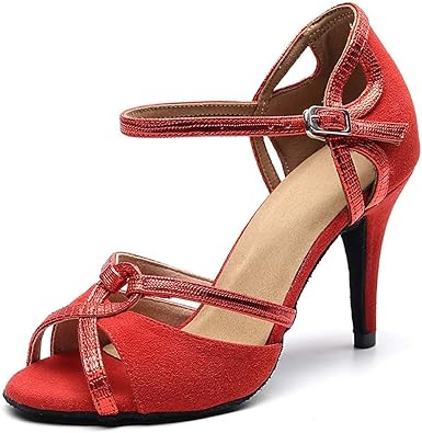 Purifit Sandália feminina de dança de salão sandálias latinas salto de  camurça com fivela, Vermelho, 10 : Amazon.com.br: Moda