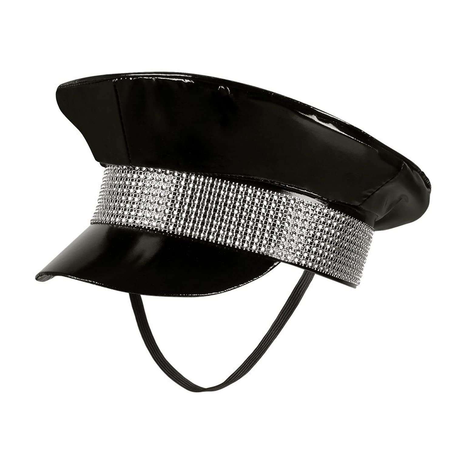 Boland 33020  Black Rock Hat, Black/Silver with Elastic Band, Rock Star, Punk Lady, Hat, Costume, Carnival, Theme Party