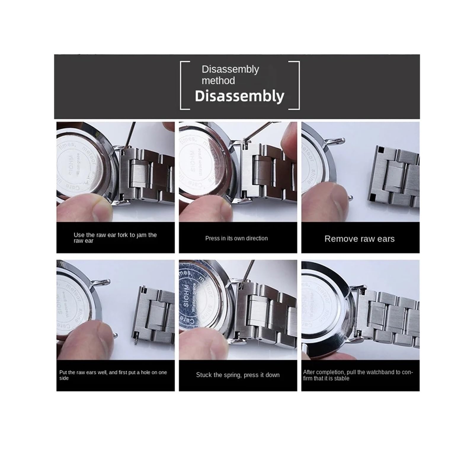 Ajuste for correa DIESEL Metal Acero inoxidable Hombres Correa de reloj DZ7395 4476 4496 Cadena de reloj de esfera grande mate 22 m 24 mm 26 mm 28 mm 30 mm Bandas(D Black,22mm)