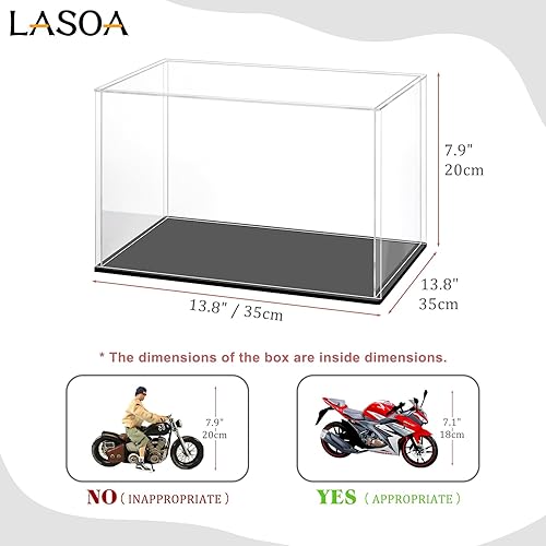 Miniatura 6 de LASOA Vitrina de acrílico  Caja de exhibición para coleccionables, figuras, recuerdos, vitrina transparente con base negra, contenedor de exhibición