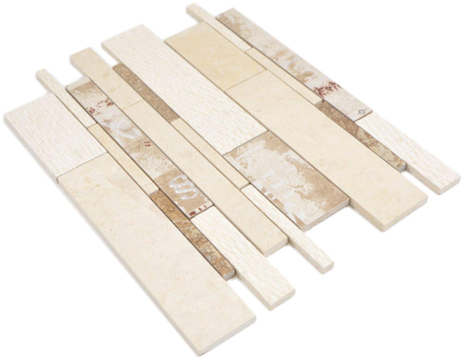 Mosaik carrelage marbre et céramique beige pour mur de salle de bains et WC