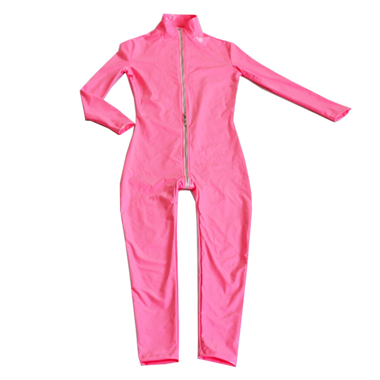Generisch Frauen Sexy Spiegel Latex-Ammoniak Ganzanzug Freizeit Sport Reißverschluss Langarm Enge Passform Bodysuit Nachtclub Bühne Zeigen Kleidung