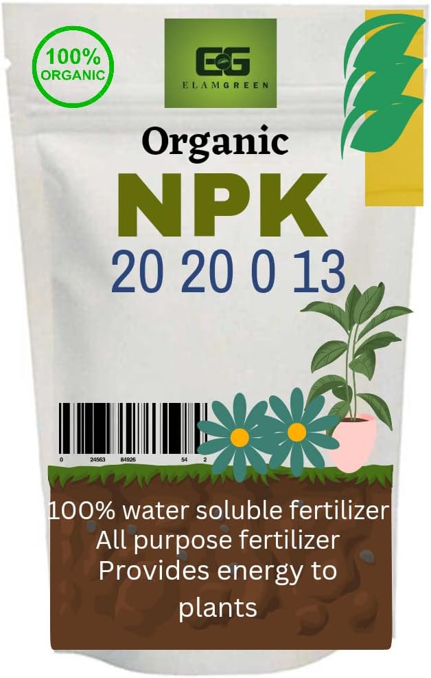 Elamgreen NPK 20 20 0 13 Fertilizer for Plants Plant Food, Rose Plant