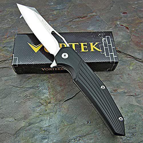 Vortek Hawkeye Edc Folding Pocket Knife: Ball Bearing Pivot, Ultra Smooth One Hand Opening And Closing, 8Cr13Mov Reverse Tanto Blade, G10 Handles Provide Superior Grip #TOP2