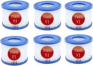 Type VI Spa Filter Cartridge, Compatible with Bestway Filter Pump and Lay-Z-Spa Miami, Replacement Pool Filter Cartridge, 6 Pack(90352E 58323