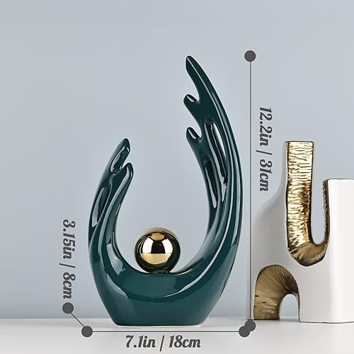 Miniatura 64 de XMGZQ Estatuas y esculturas abstractas de cerámica, estatuas de cerámica de arte naranja y dorado, decoración moderna del hogar para sala de estar