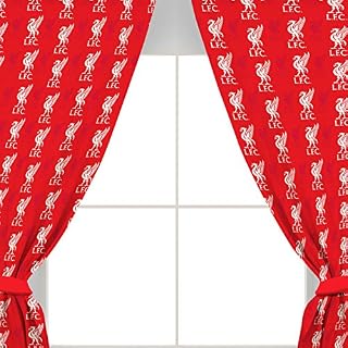 Official Football Team Crest of Repetition Pair of Curtains 54 Inch Drop (Various Clubs to choose) 66 x 54 Inch Liverpool FC
