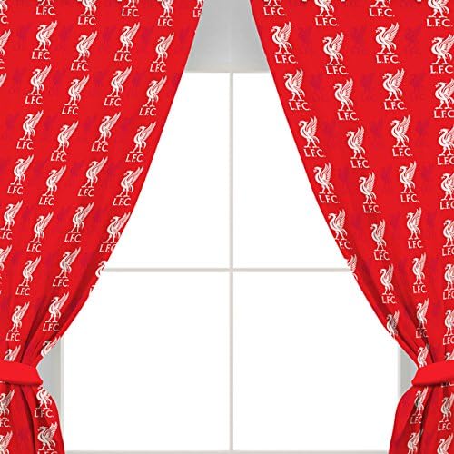 Official Football Team Crest of Repetition Pair of Curtains 54 Inch Drop (Various Clubs to choose) 66 x 54 Inch Liverpool FC
