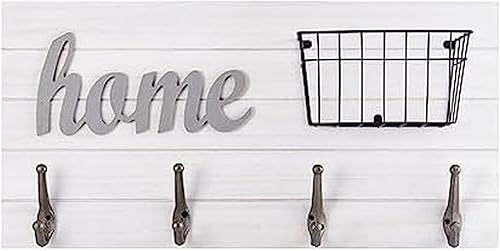 Melannco Gancho de pared de madera blanca con cesta