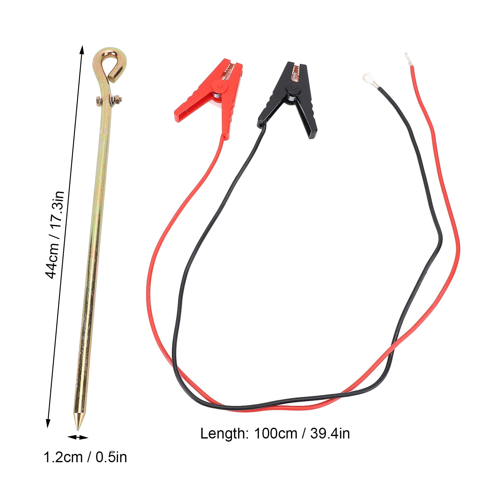 Ejoyous Picchetto di Messa a Terra in Filo per Recinto Elettrico Picchetto di Messa a Terra in Acciaio Zincato con Clip a Coccodrillo Cavo da 100 Cm Kit di Collegamento in 3 Pezzi per Caricabatterie