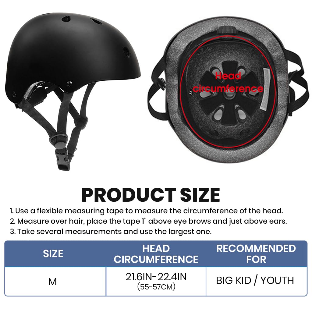 PROBEROS Adjustable Abs Shell Safety Cycling Helmet Protective Suitable For Youth/Adult, Helmet For Kids (Black)