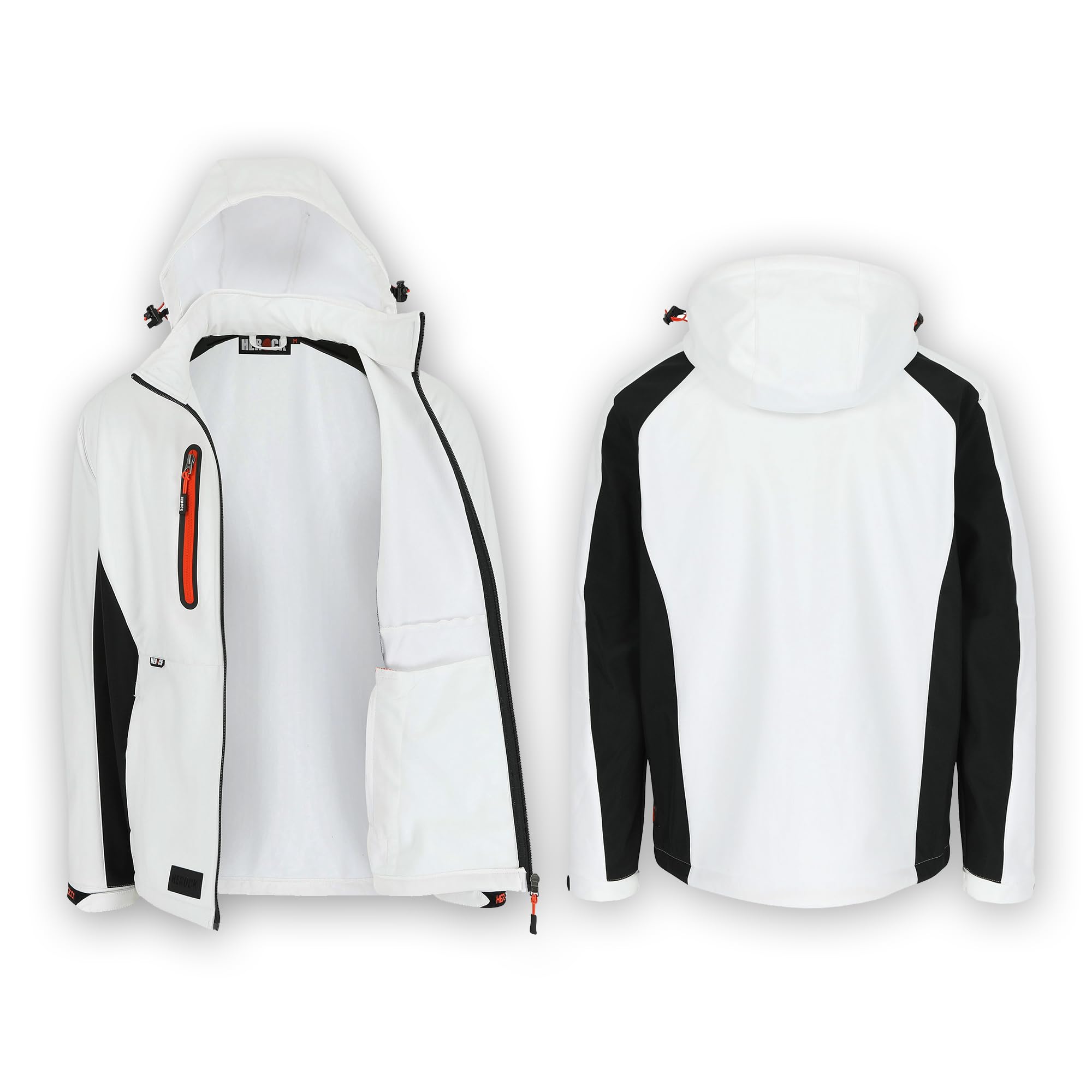Herock Men's Trystan Softshell Jacket Multi-Pocket Waterproof Hoodies Thermal Outdoor Coat with Removable Hood