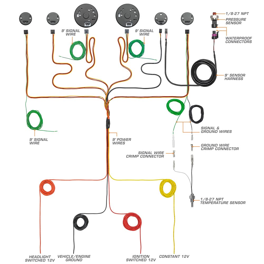 GlowShift 6-Gauge Cluster Package Compatible with Chevy GMC C30 K30 C35 K35 1973-1991 - Black 7 Color Speedo, Tach, Oil Pressure, Water Temp, Fuel Level & Volt Gauges - Direct Fit Dashboard Panel Pod