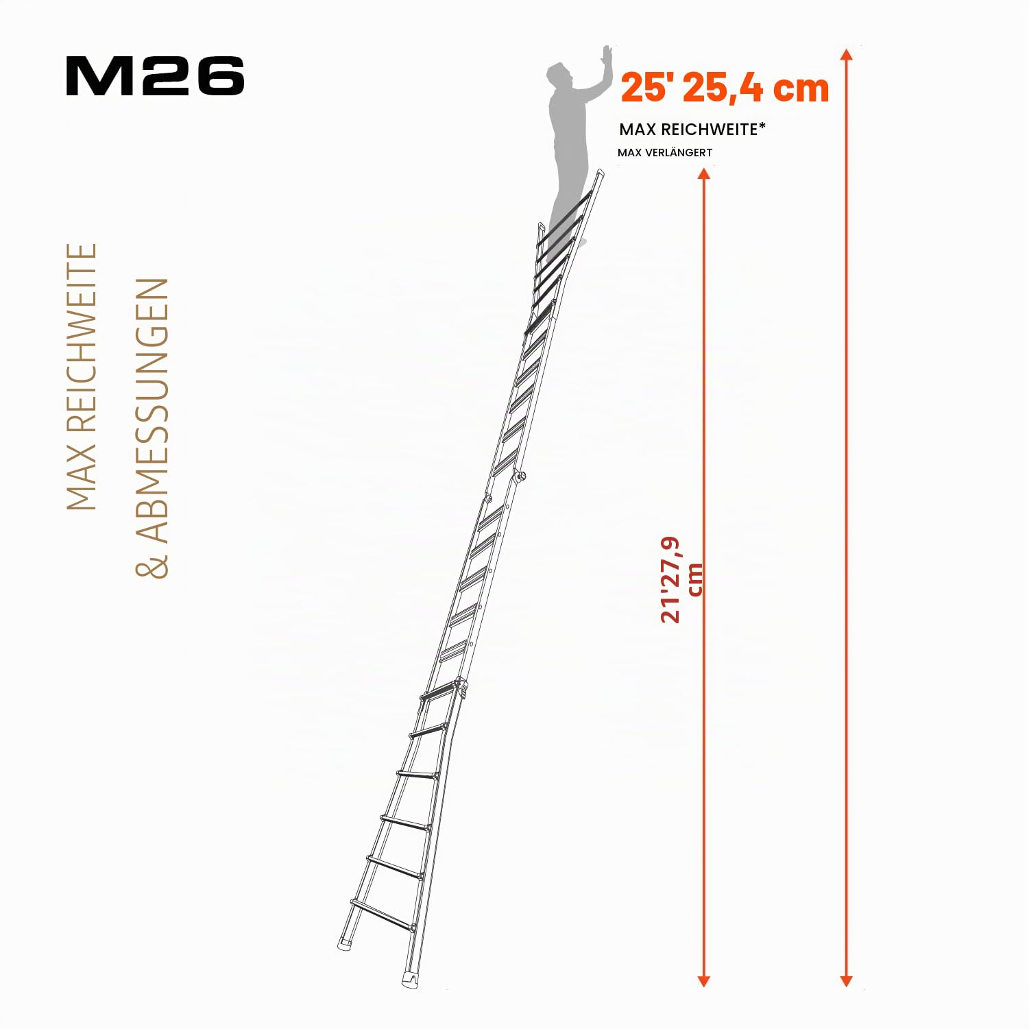 Little Giant Leitern, Velocity mit Rädern, M26, 7,9 m, Multi-Positionsleiter, Aluminium, Typ 1A, 136 kg Tragfähigkeit, (15426-001)