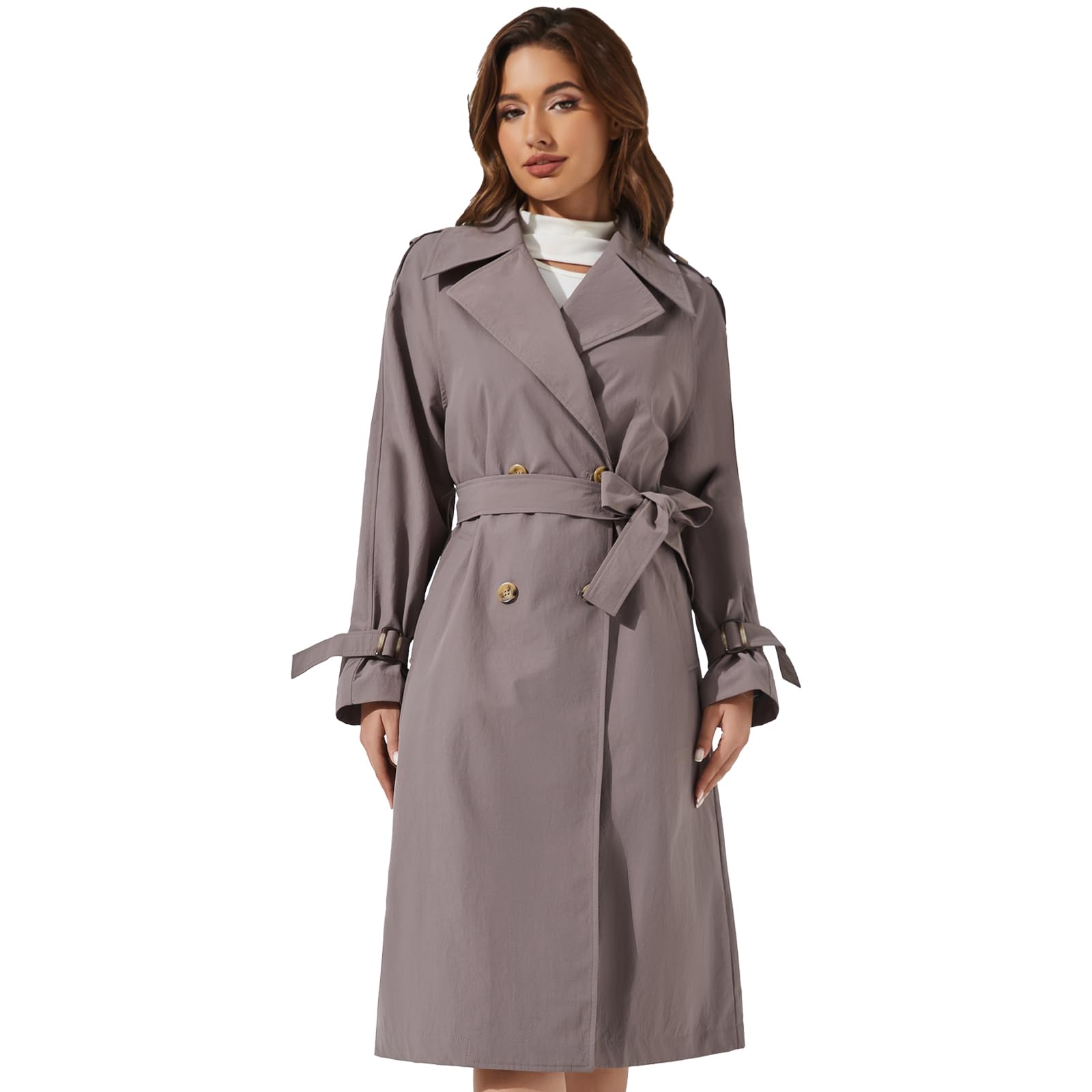 Amazon.com: UTOKOTO Women's Double Breasted Long Trench Coat