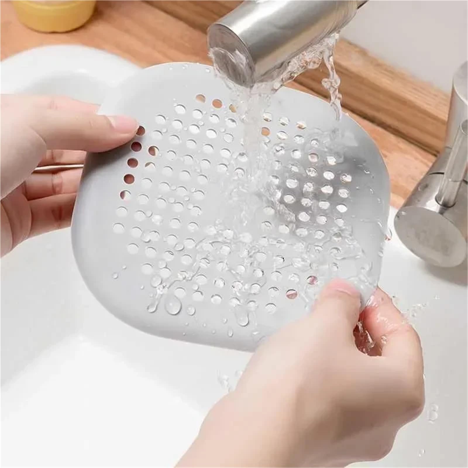 1/10 Piezas de Filtro Pelo for baño, colador antibloqueo for Fregadero, bañera, Ducha, tapón Drenaje Suelo, Cocina Silicona para Fregadero Cocina BañO(Gray,1PC)