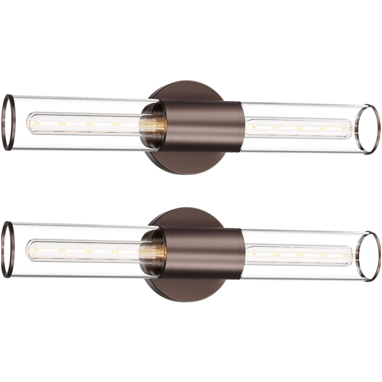 Bathroom Vanity Light Fixture, 2-Light Oil Rubbed Bronze Wall Sconce Lighting Fixture with Clear Glass, Indoor E26 Stocket Wall Lamp for Mirror Living Room Hallway, 2 Pack