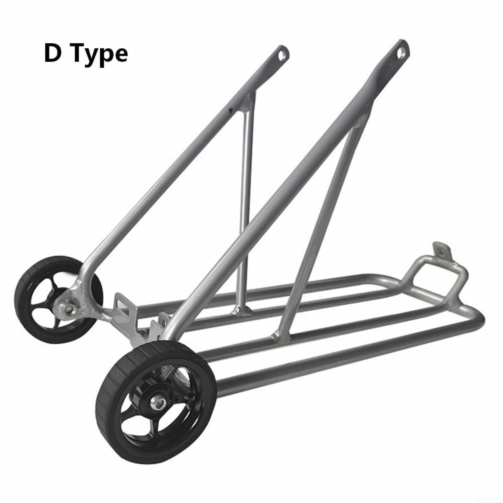 Fahrradträger aus Aluminiumlegierung, 40,6 cm (16 Zoll), zusammenklappbar, mit einfachen Rädern, 34 x 14 x 21 cm, für Brompton-Reifen, silberfarbene Gepäckablage für Pendler